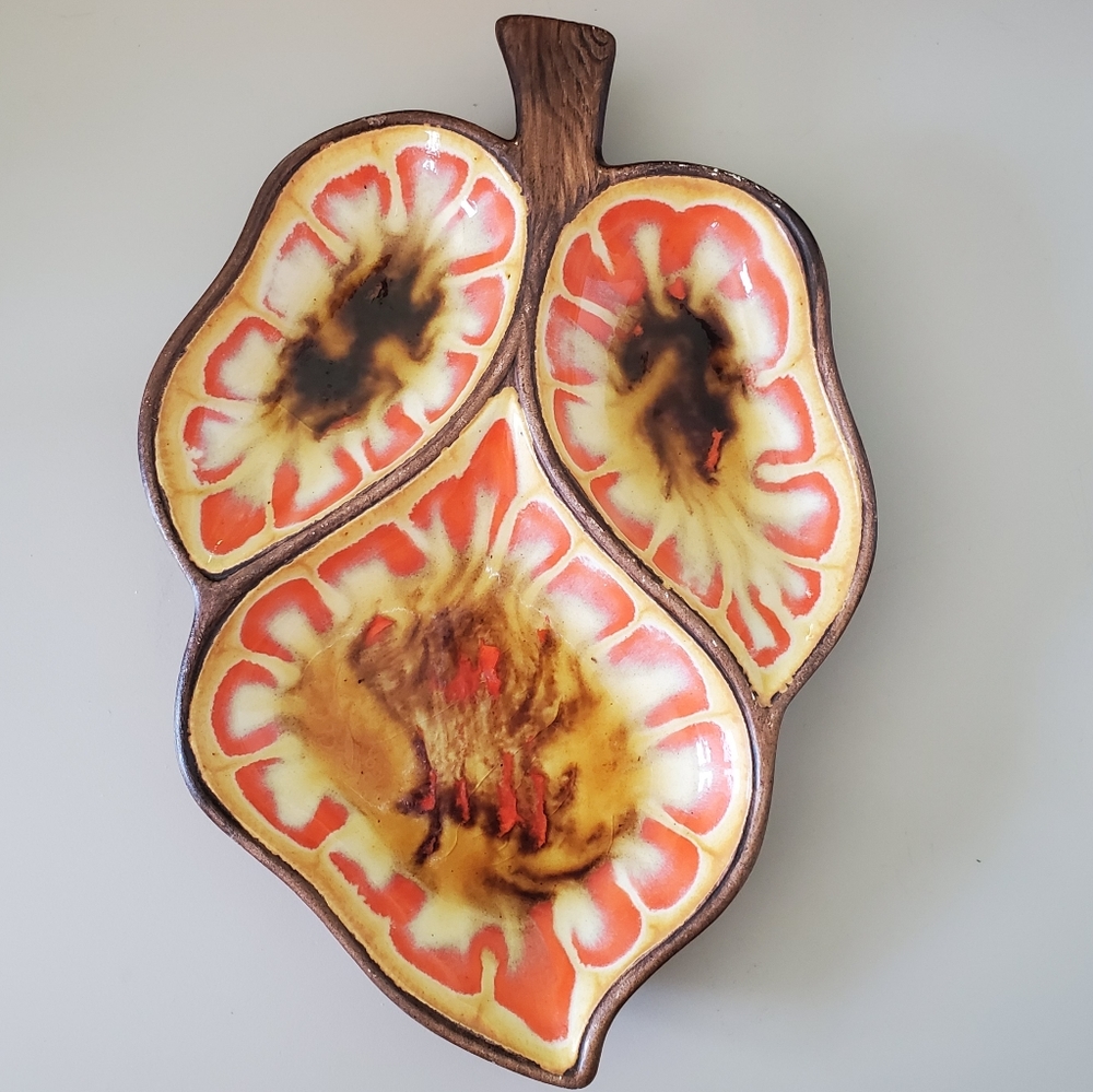 Vintage Treasure Craft Fall Leaf Candy Nut Dish Tray